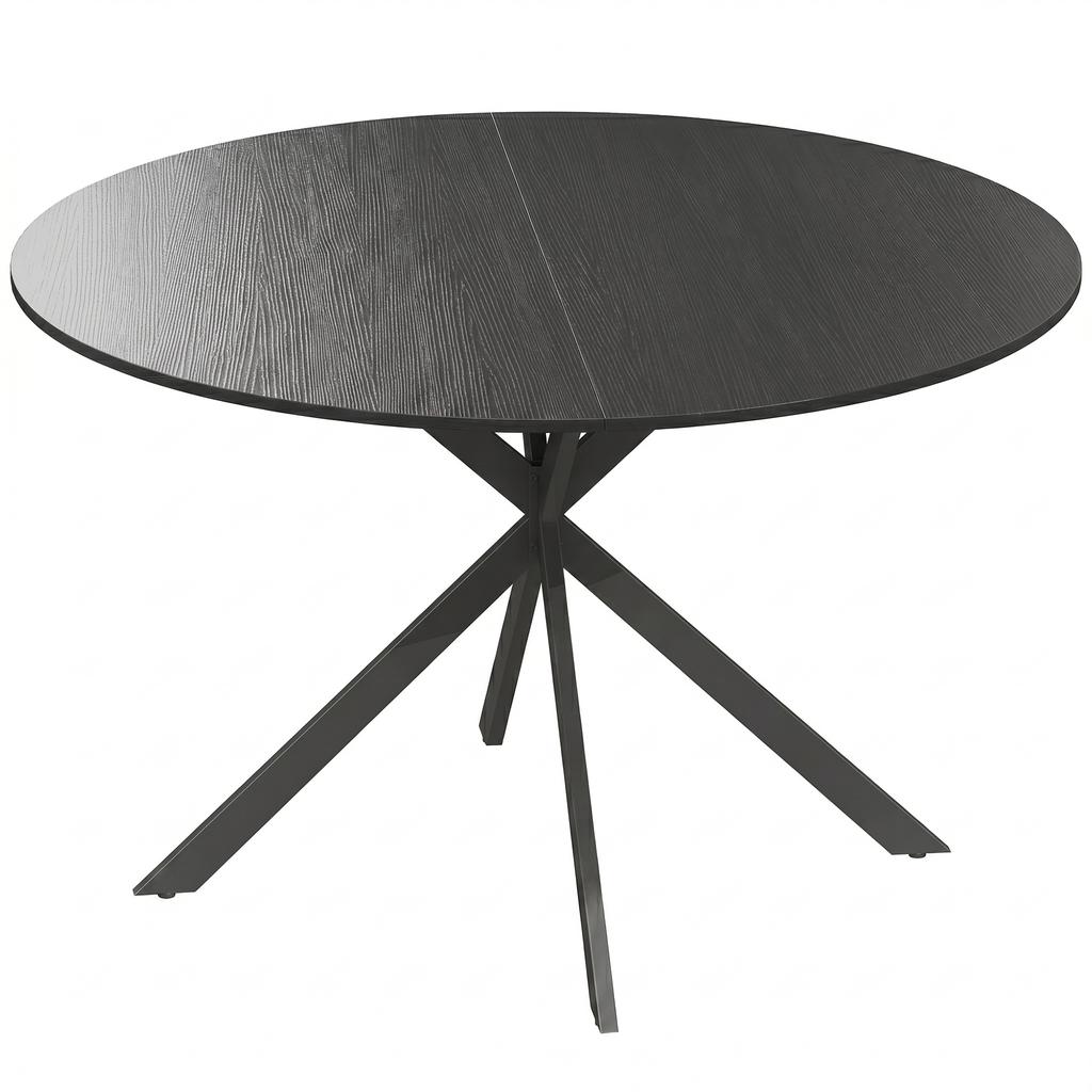 Round Dining Table For 4 People Industrial Style Kitchen Table With Steel Legs For Dining Room Kitchen Black