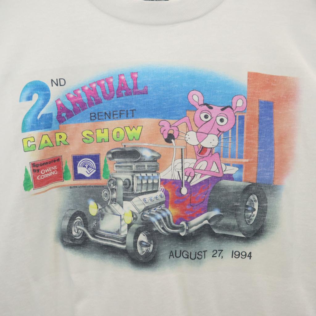 FRUIT OF THE LOOM BEST 90s Old Pink Panther made in USA 1994 CAR SHOW Short sleeve T-shirt Men's Used