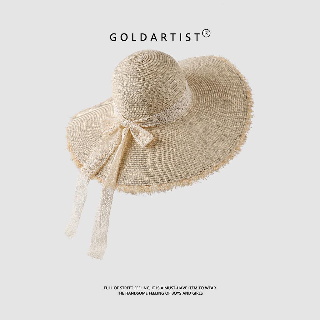 New French Flat-top Straw Hat Women's Big Head Circumference Seaside Beach Top Hat Woven Sun Hat Summer