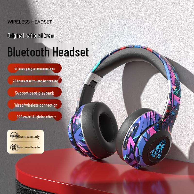 Noise-Cancelling Over-Ear Wireless Bluetooth Headphones with Card Slot and Long Battery Life for Gaming and Universal Compatibility