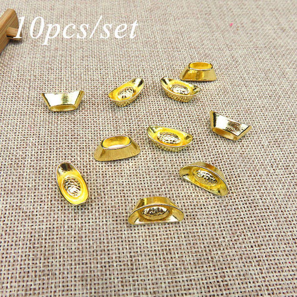 10pcs/set Office Home Decor Fengshui Decor Mascot Ingot Ornament Gold Ingot Yuanbao Lucky Money