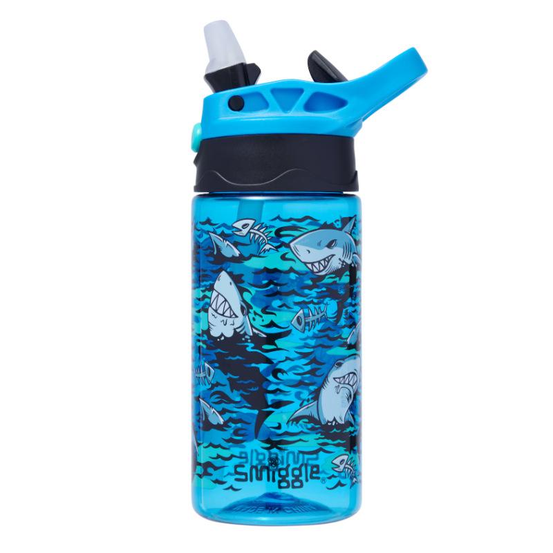 Smiggle Straw Water Bottle Kids Large Capacity Water Cup Student Tumbler Cartoon Silicone Straw Leak-Proof 500ml