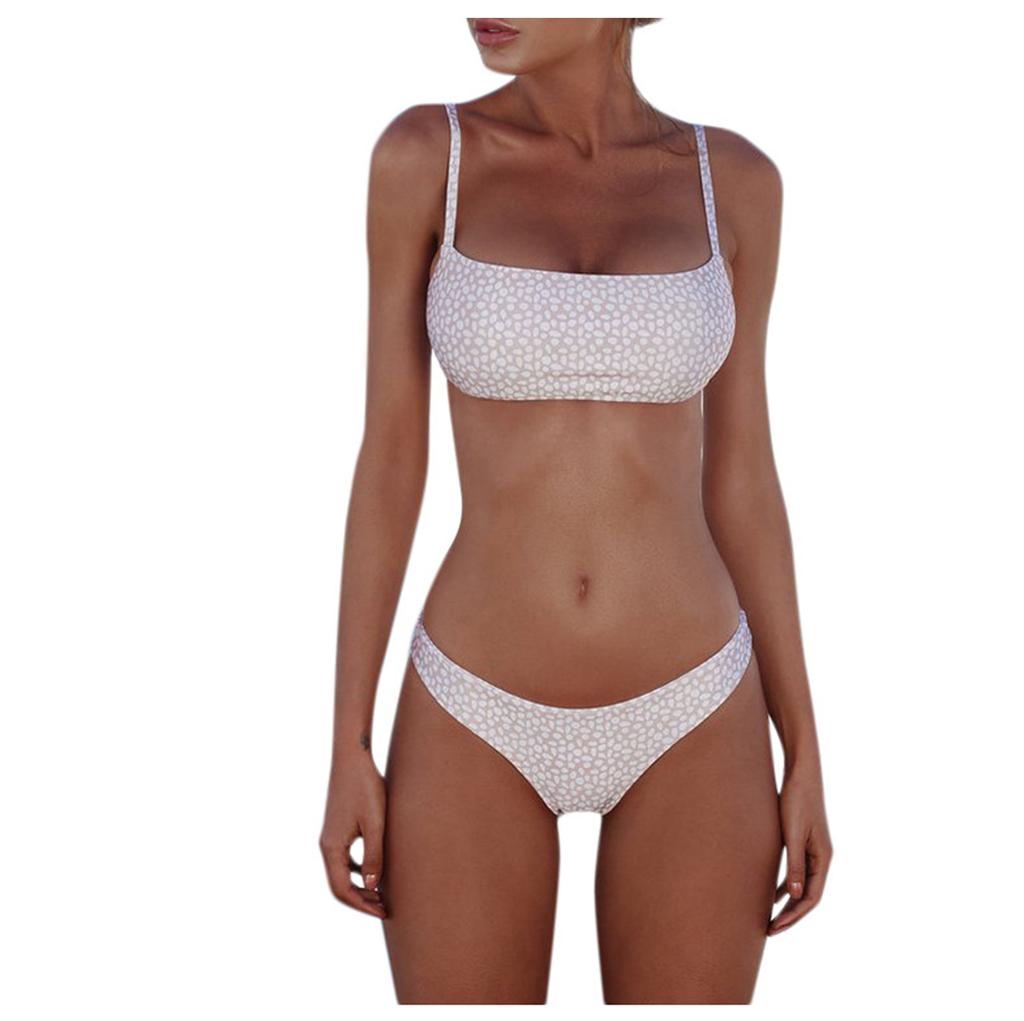 Women's Summer Fashion Sexy Print  Waist Split Sling Bikini Swimsuit Set