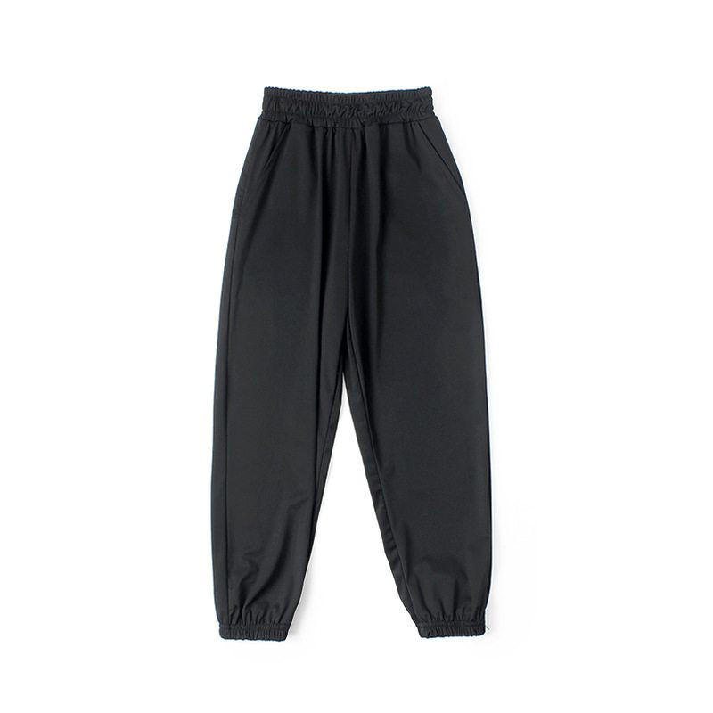 Children s Clothing Ice Silk Solid Color Summer Ultra-Thin Ankle-Tied Quick-Dry Pants Black 120 cm