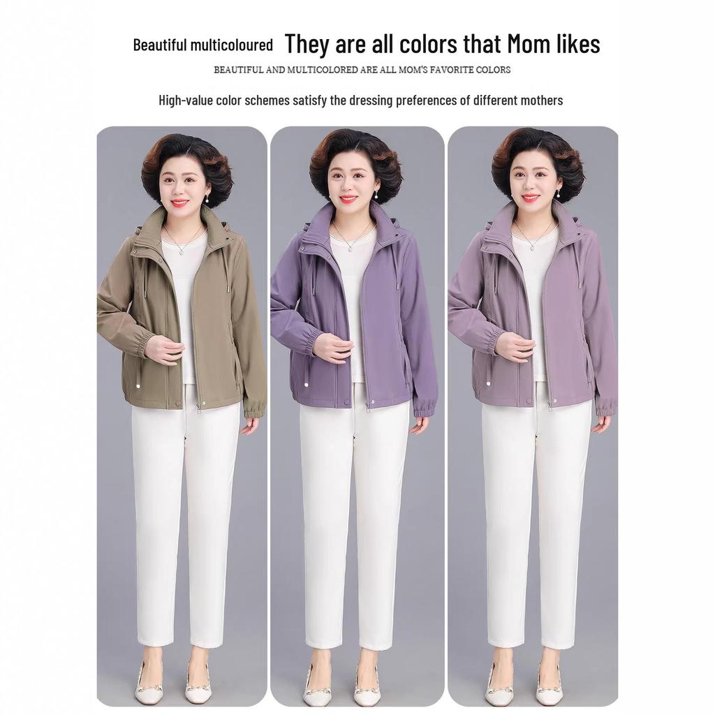 Middle-aged Women's Plus Size Casual Spring Windbreaker - Stylish Top for Spring and Autumn 2026