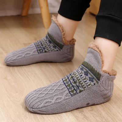 Winter Schneesocken Herren Verdicken Warm Zuhause Schlafzimmer Socken Hausschuhe Mann Rutschfest Fußwärmer Teppich Strick Socken