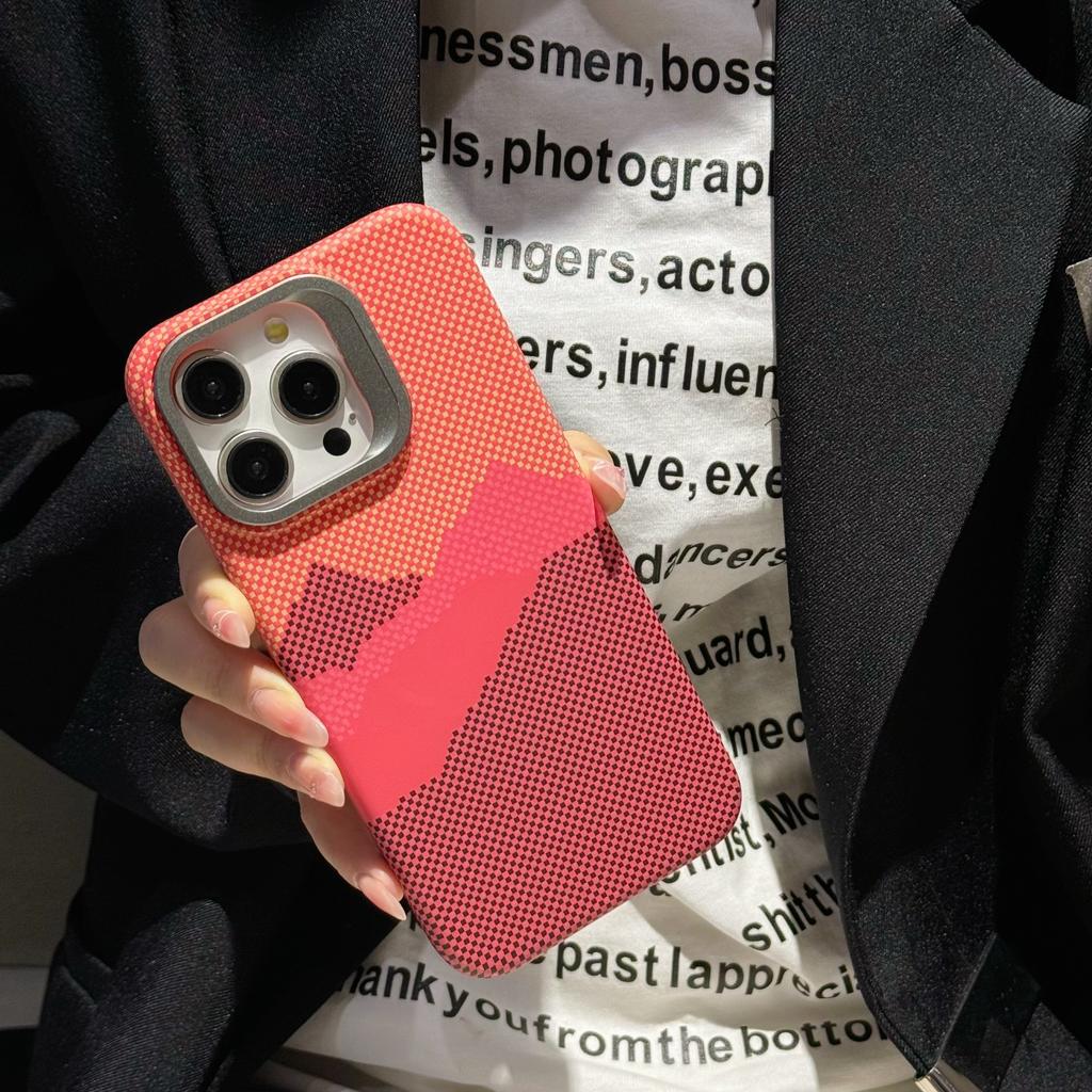 Metal Lens Bracket Carbon Fiber Pattern Mountain Galaxy Suitable for IPhone 15 Magnetic Phone Case Apple 14 PC Case