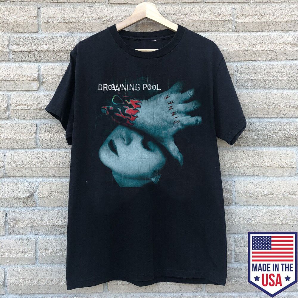 Unisex shirt Cotton Oversize Large Size DROWNING POOL BAND Sinner ALBUM TOUR T Shirt Full Size S-5XL TT771