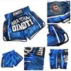 Blue Camouflage Muay Thai Kickboxing Boxing MMA UFC Casual Shorts Gym Sport Unisex Men Women Workout Quick Dry Print Elastic High Waist Training
