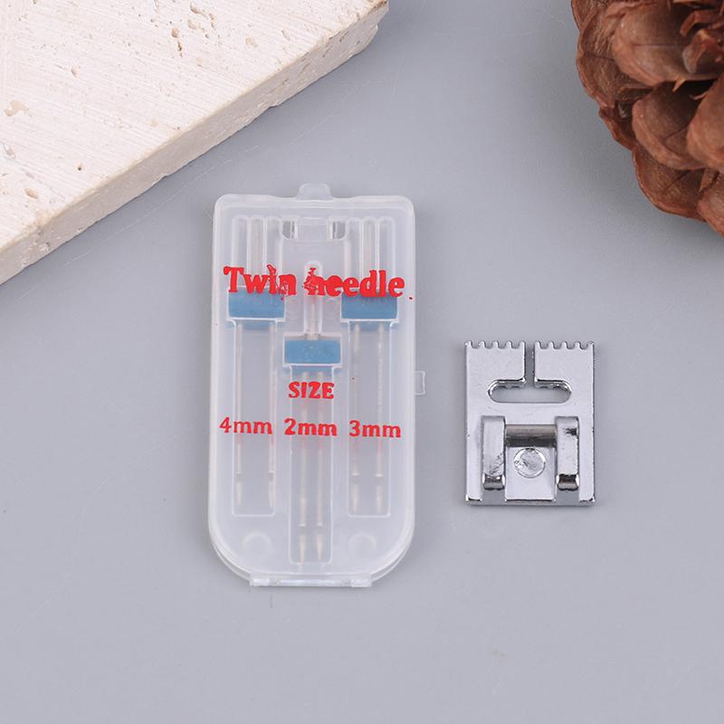 9 Groove Pintuck Presser Foot + 3 Pcs Double Head Sewing Machine Needles 3 Size 2/3/4Mm For Household Sewing Machine Accessories