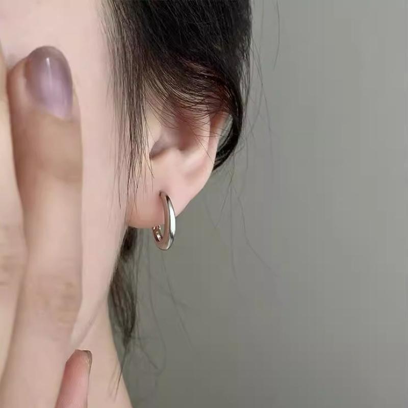 Daily Glossy Vein Earrings Light Luxury Senior Sense Niche Minimalist Personality Versatile Circle Women's Ear Jewelry