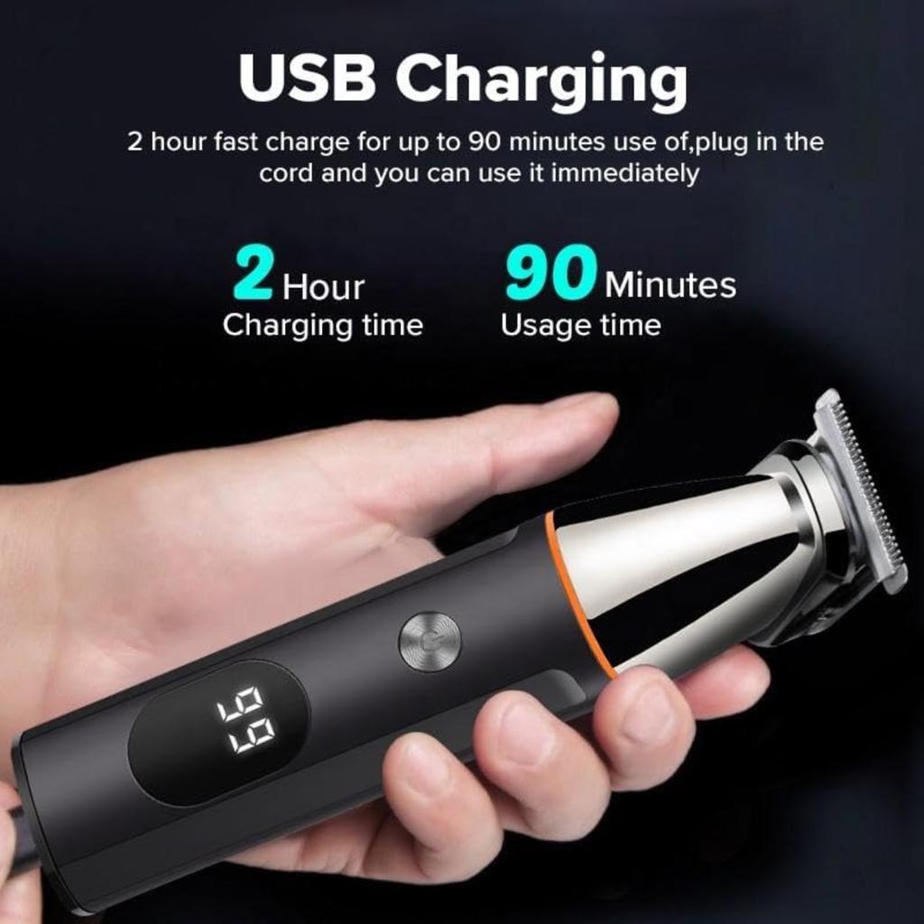 Hair Clippers for Men 5 in 1 Grooming Kit Beard Trimmer for Rechargeable Electric Shaver Body Eyebrow Nose Ear Waterproof