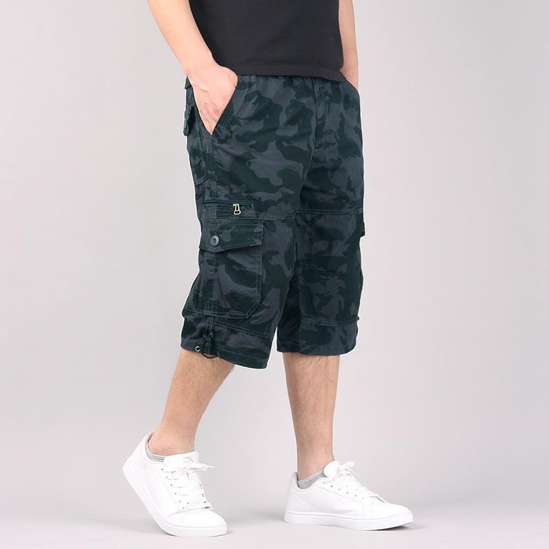 Summer new overalls straight mid-pants casual pants sweatpants men's loose shorts six-point pants trendy pants