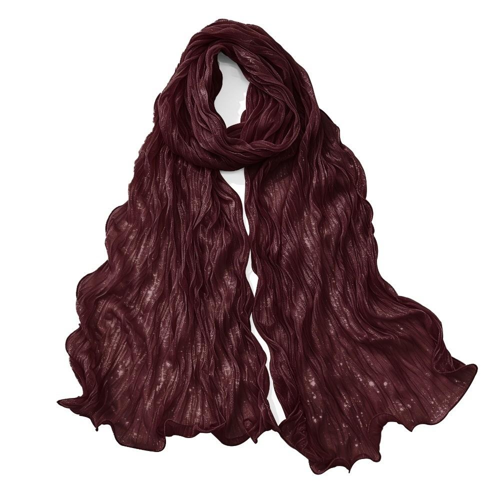Ruffled Edge Sunscreen Shawl Solid Color Ramadan Long Scarf Fashion Chiffon Hijab Veil  Outdoor