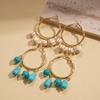 European and American Stone Water Drop Bud Fringed Silver Needle Earrings Ethnic Style Niche Earrings Earrings