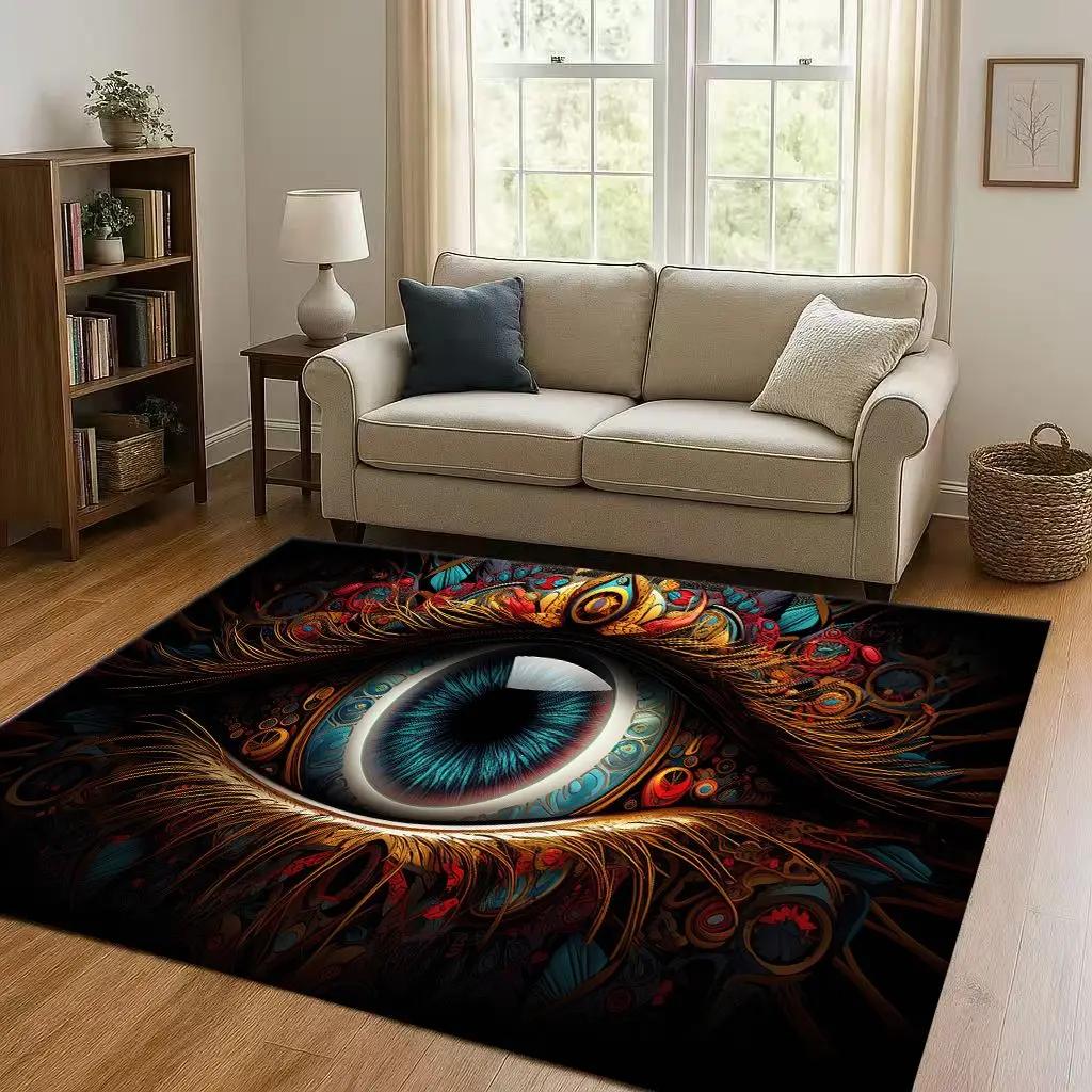 3D Freemasonry All Seeing Eye Symbol Evil Eye Living Room Non-Slip Area Rug Carpet for Bedroom Playroom Sofa,Home Decor Doormat