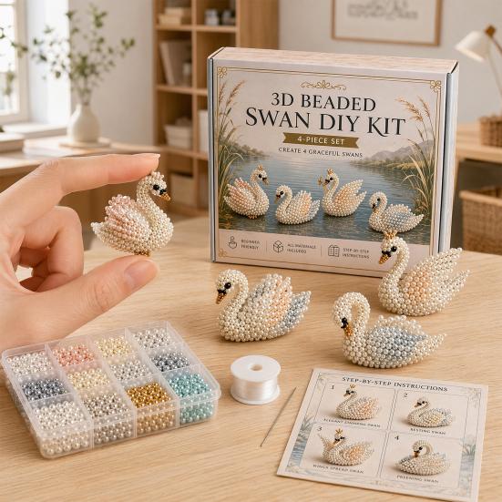 Beaded DIY Kit, Cute Mini Figures, Relaxing Craft Project, Vibrant Textures Craft Kit for Craft Beginners Enthusiasts