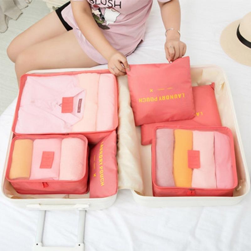 6pcs Travel Storage Bags Set, Luggage Clothes Sorting Organizer Set, Large Capacity Foldable Suitcase Packing Bags SNBD020