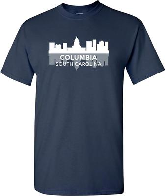Skyline di Columbia South Carolina - Maglietta Classica Squadra Sportiva della Città - Blu Navy