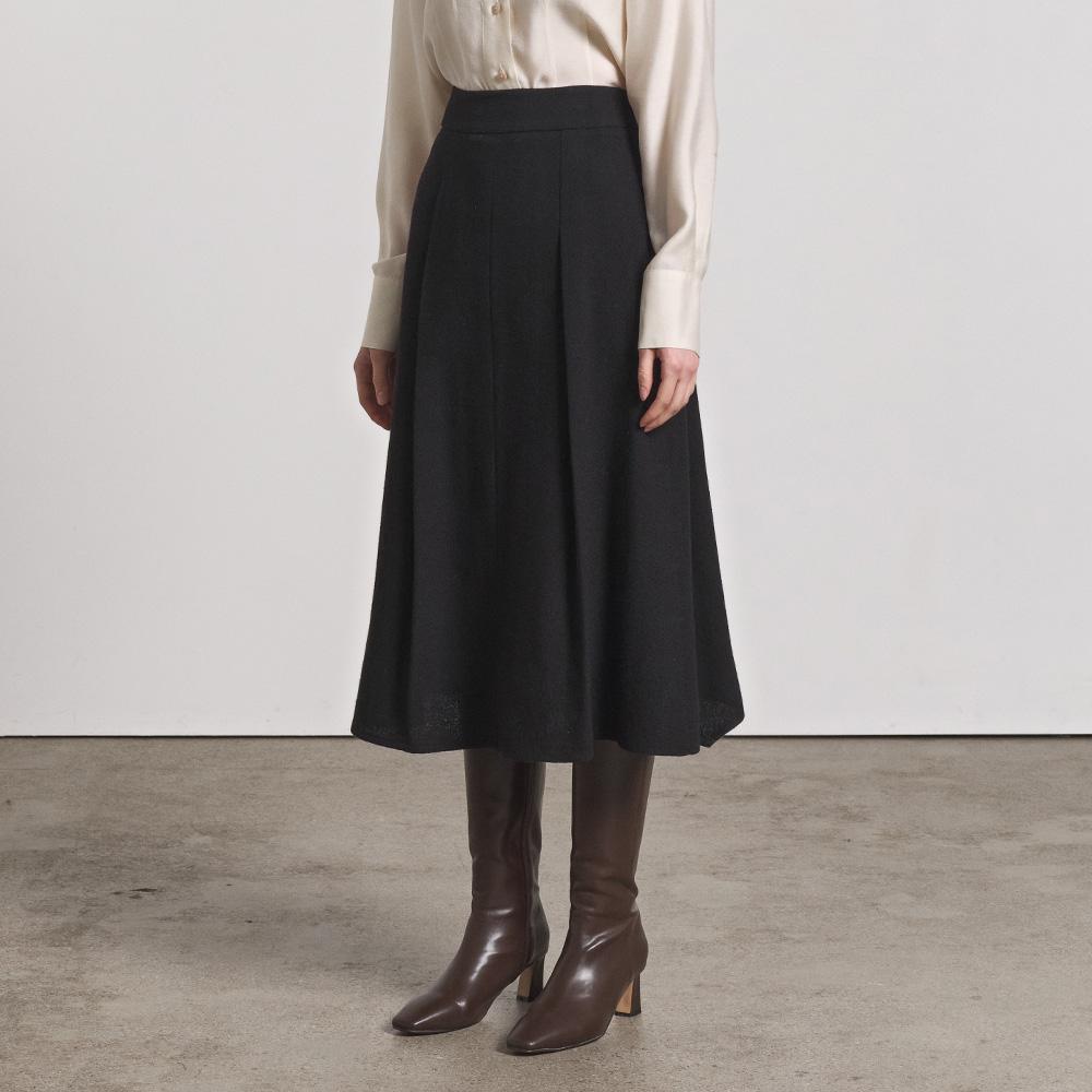 Hiikeu Wool Flared Skirt_Black