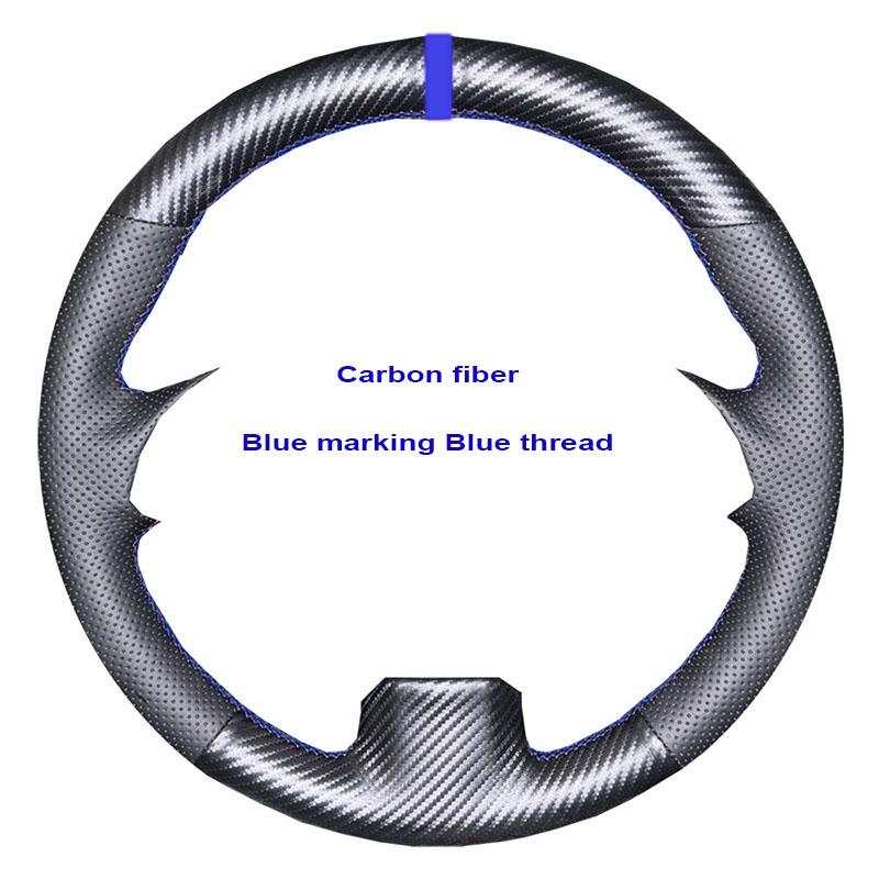 CIMF6 Custom Carbon Fiber Leather Car Steering Wheel Cover For Ford Focus 2 2005-2011 (3-Spoke) Anti-Slip Fix Worn OEM Wheel