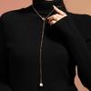 Minimalist Stainless Steel Snake Chain Pearl Pendant Necklace with Gold Plating Adjustable Link Chain for Classic Party Style