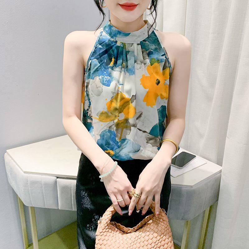 Fashionable Printed Suspender Vest for Women with  New  Suit Bottoming Sleeveless Summer Outerwear