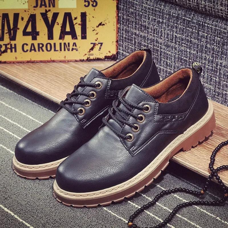 2024 Fashion British Men Shoe Autumn Work Wear Casual Short Boots Round Toe Leather Shoes for Men Plus Size 46 Zapatos De Hombre