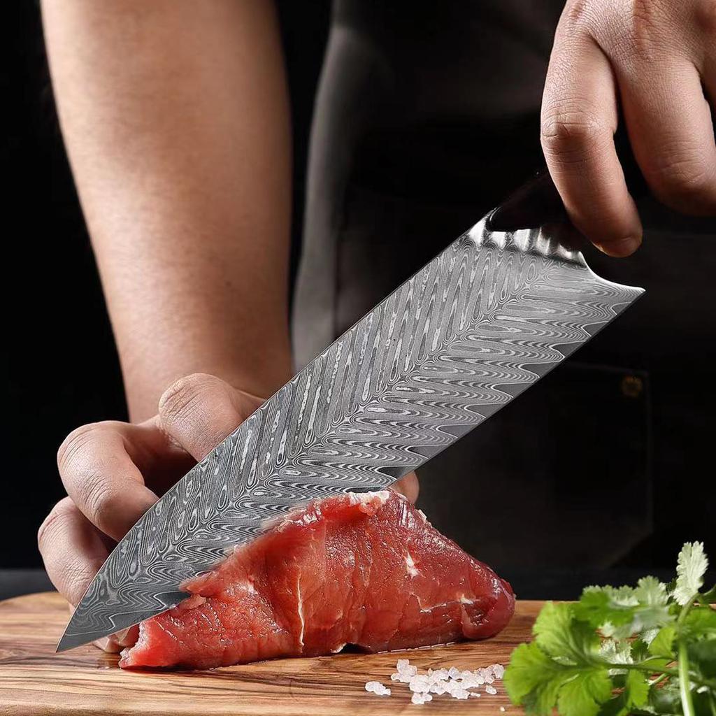 8.5 Inch Chef Knife Damascus VG-10 Steel Blade Ebony Handle Sharp Gyutou Slicing Cleaver Japanese Kitchen Knives Cooking Tools