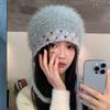 Mixed-color Straps Handmade Knitted Cap Ear Protection Winter Warm Cap  Women Girls Maiden