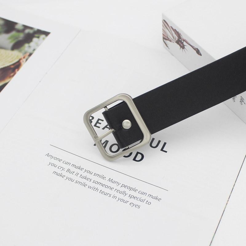 Vintage Square Buckle Women S Belt Student Style Decorative Pin Buckle Pu Gold Buckle Belt Waist Seal 105cm