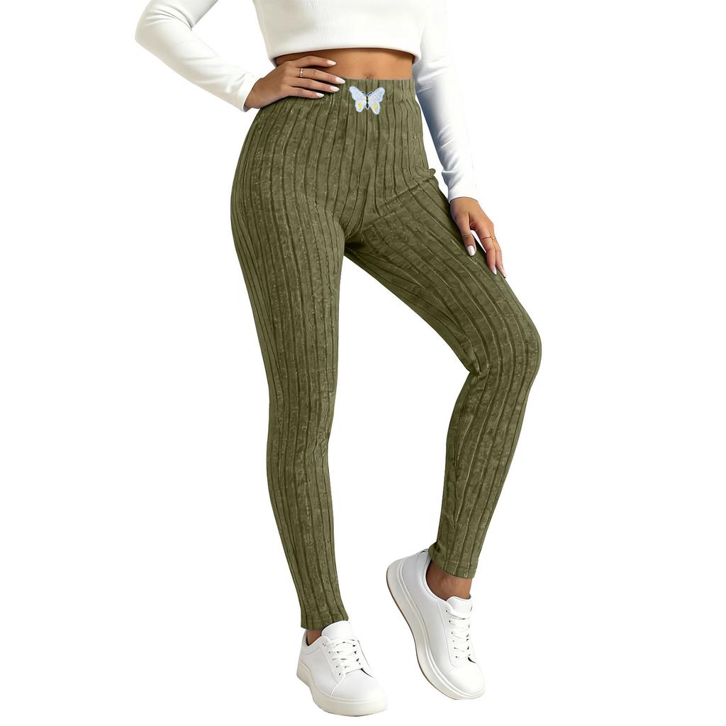 Women's Leggings, High-waisted Stretch Ribbed Knit Casual Trousers, Comfortable And Warm Sweater Pants, Soft Loungewear.