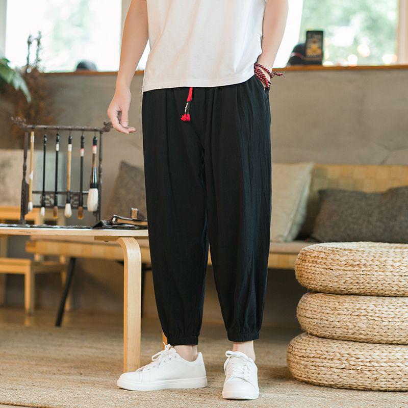 Monk Loose Cotton-Linen Meditation Pants - Hemmed for Spring & Summer