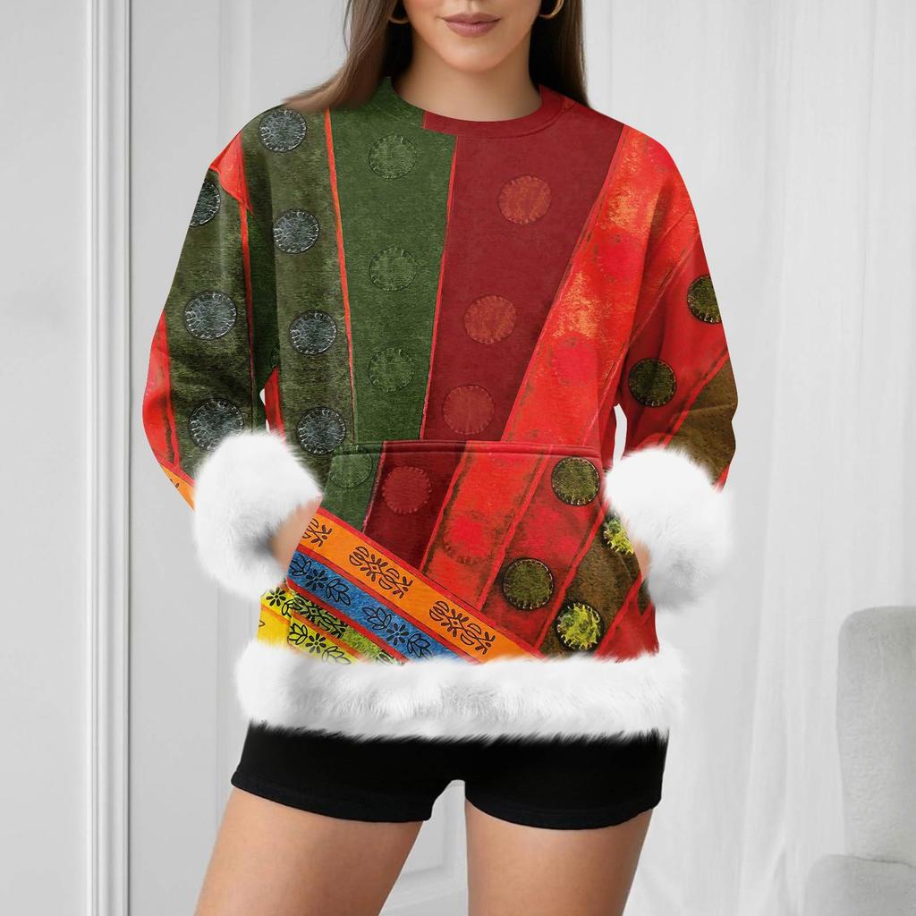 Women's Casual Fashion Retro Print Long-Sleeve Sweatshirt