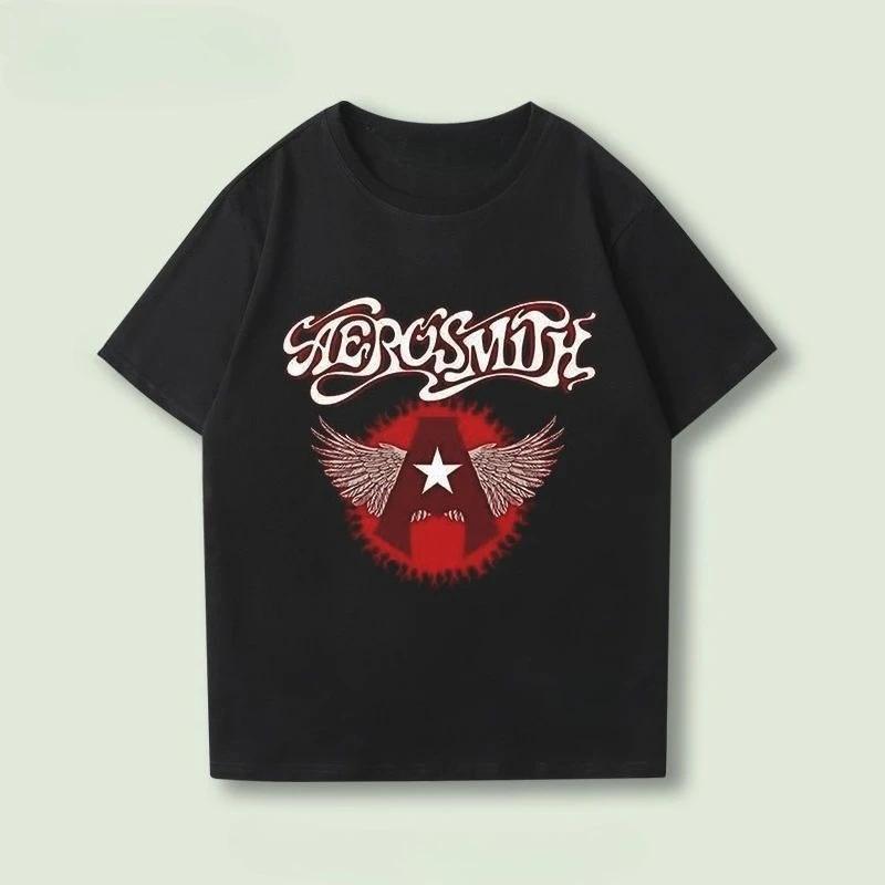2026 Aerosmith A Shortsleeved Male Band  PINK  A Printed American Hard Rock Halfsleeved