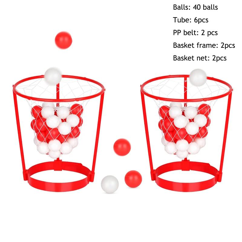 

2pcs Head Hoop Basketball Party Game For Kids And Adults Carnival Game Adjustable Basketball Net Headband With 20 Balls