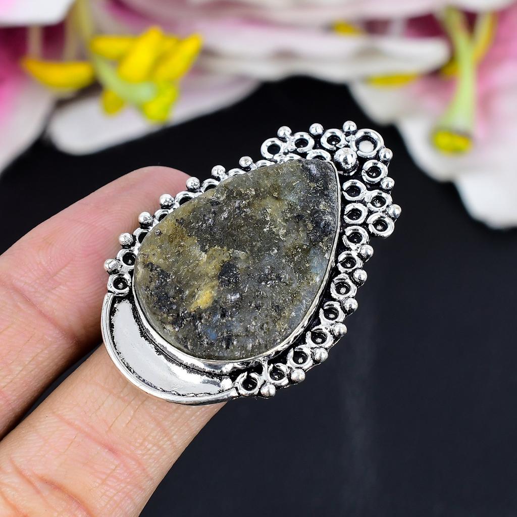 Labradorite Rough Gemstone 925 Sterling Silver Jewelry Ring Size 10 KG-1668