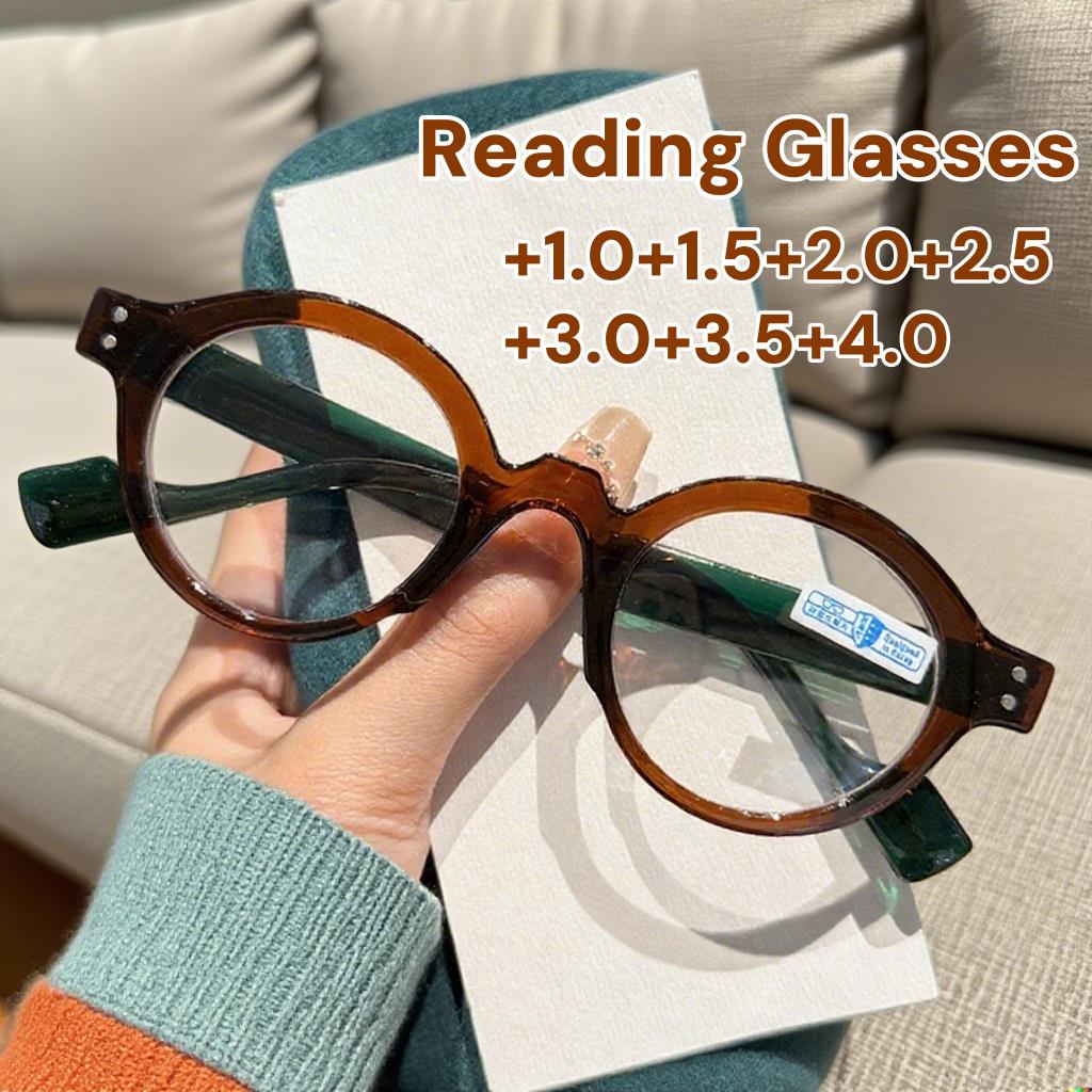Retro Anti Blue Light Reading Glasses for Women and Men Fashion Round High Quality Far Sighted Eyeglasses with Diopter To +4.0