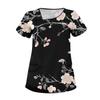Women's Casual  Print Short Sleeve Sloping Collar Workwear Top With Double Pockets