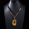 Stile Etnico Retrò Catena Lunga per Maglione Ciondolo in Pietra Bodhi con Diamante Collana con Perline di Legno Ciondolo in Cotone e Lino Tibetano Collana con Perline di Buddha