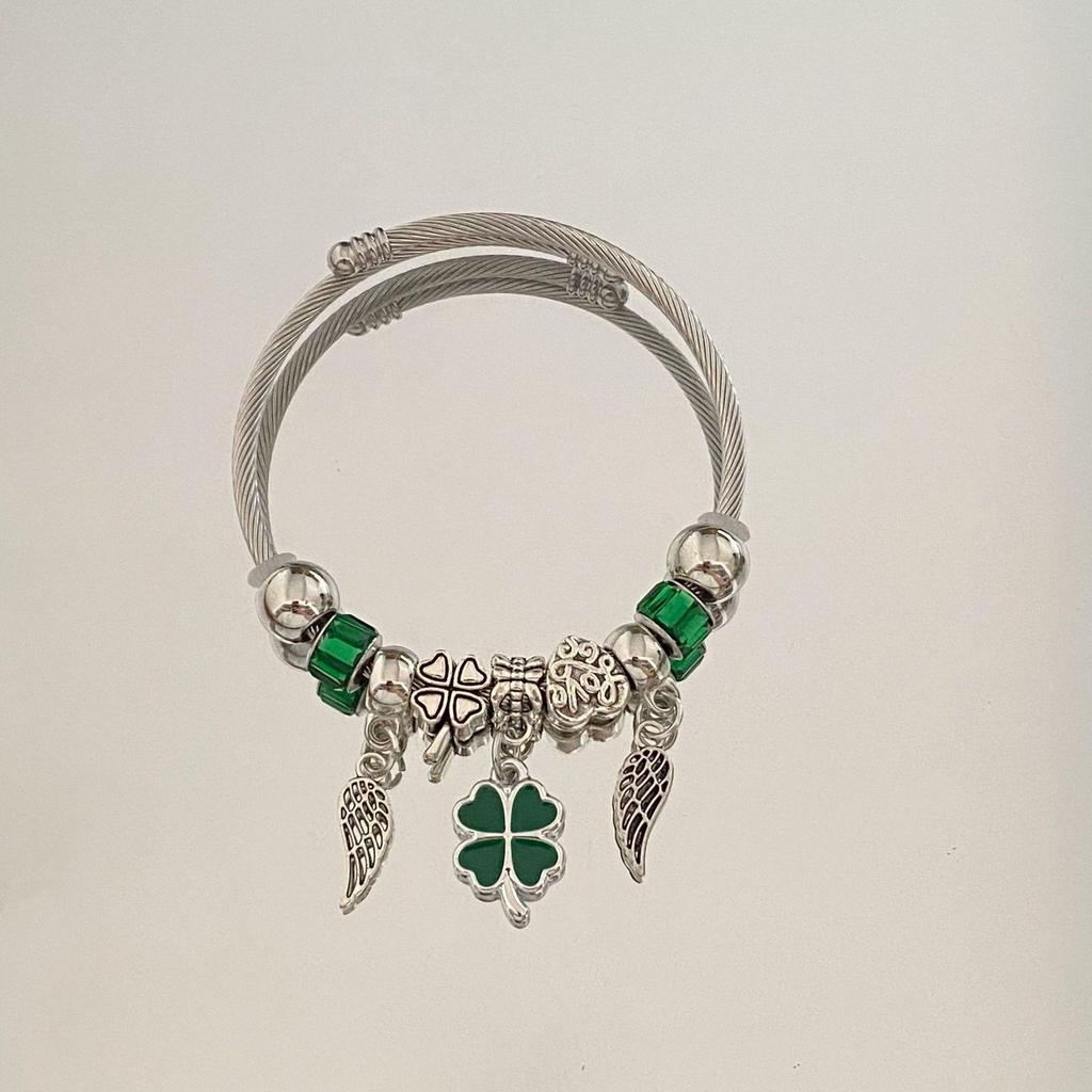 Panjia Dora Women's Stainless Steel Beaded Bracelet - European American Versatile Luxury Jewelry