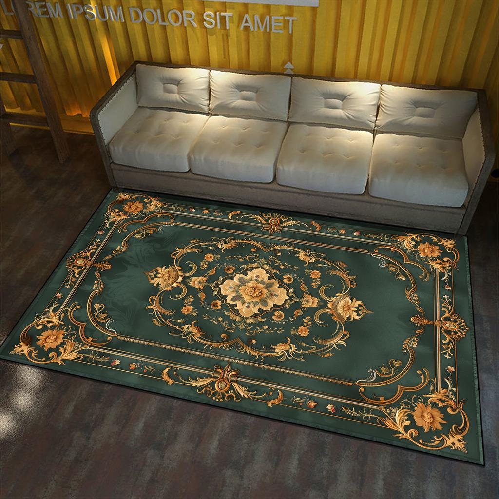 European Style Large Area Carpet for Living Room Flower Pattern Decoration Home Floor Rugs Non-slip Porch Entry Doormat Washable