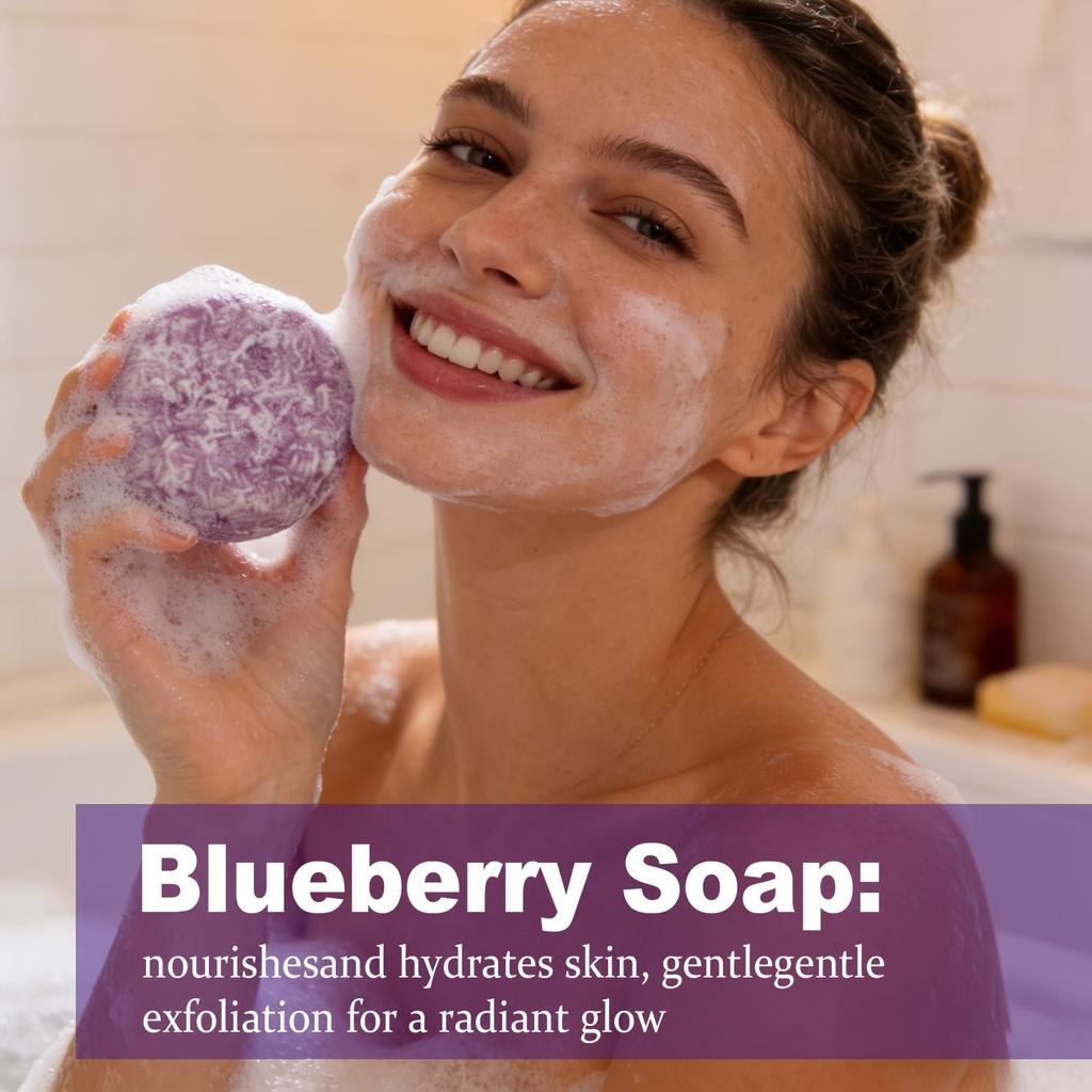 60g Blueberry Handmade Soap Deep Cleansing Rich Foam Face Body Soap Bar Moisturizing Skin Care Soap Bar