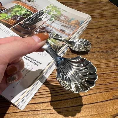 1/2/3 Piezas Cuchara de Té con Forma de Concha Acero Inoxidable para Remover Sundae Café Té Cucharas de Postre Remover Suministros de Café Mini Pequeño Café