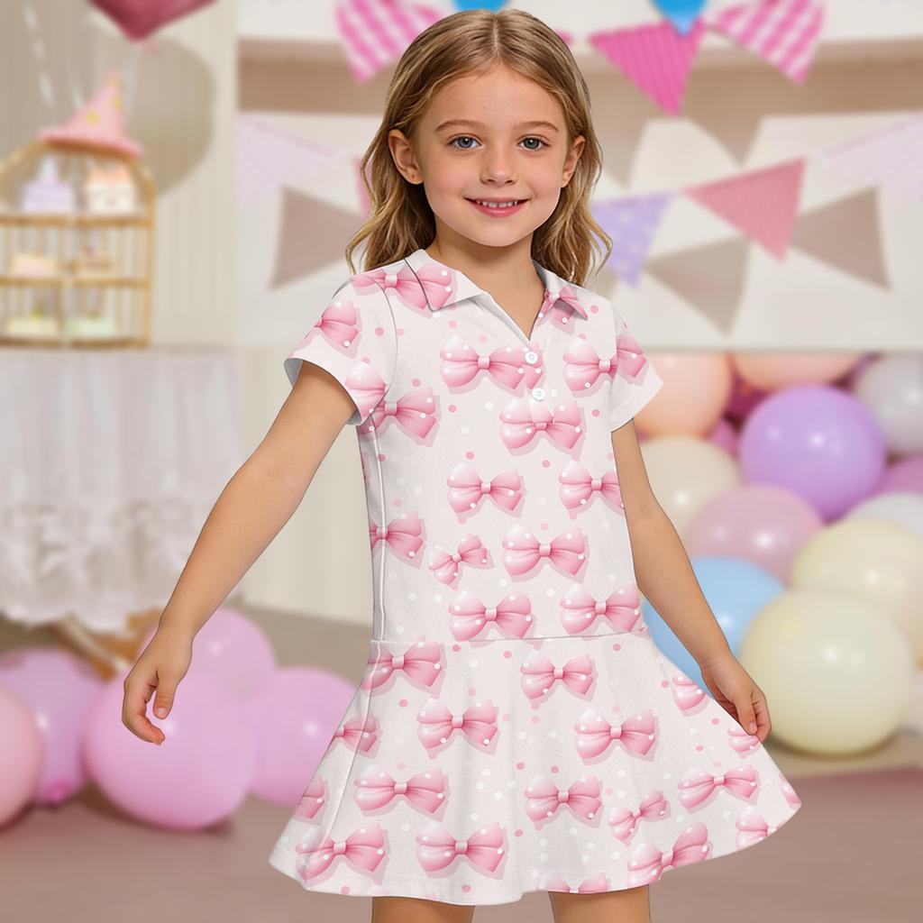 Kids' Dress - Short Sleeve Pocket Color Frock Kids' Collared Dress - Short Sleeve Pocket Frock