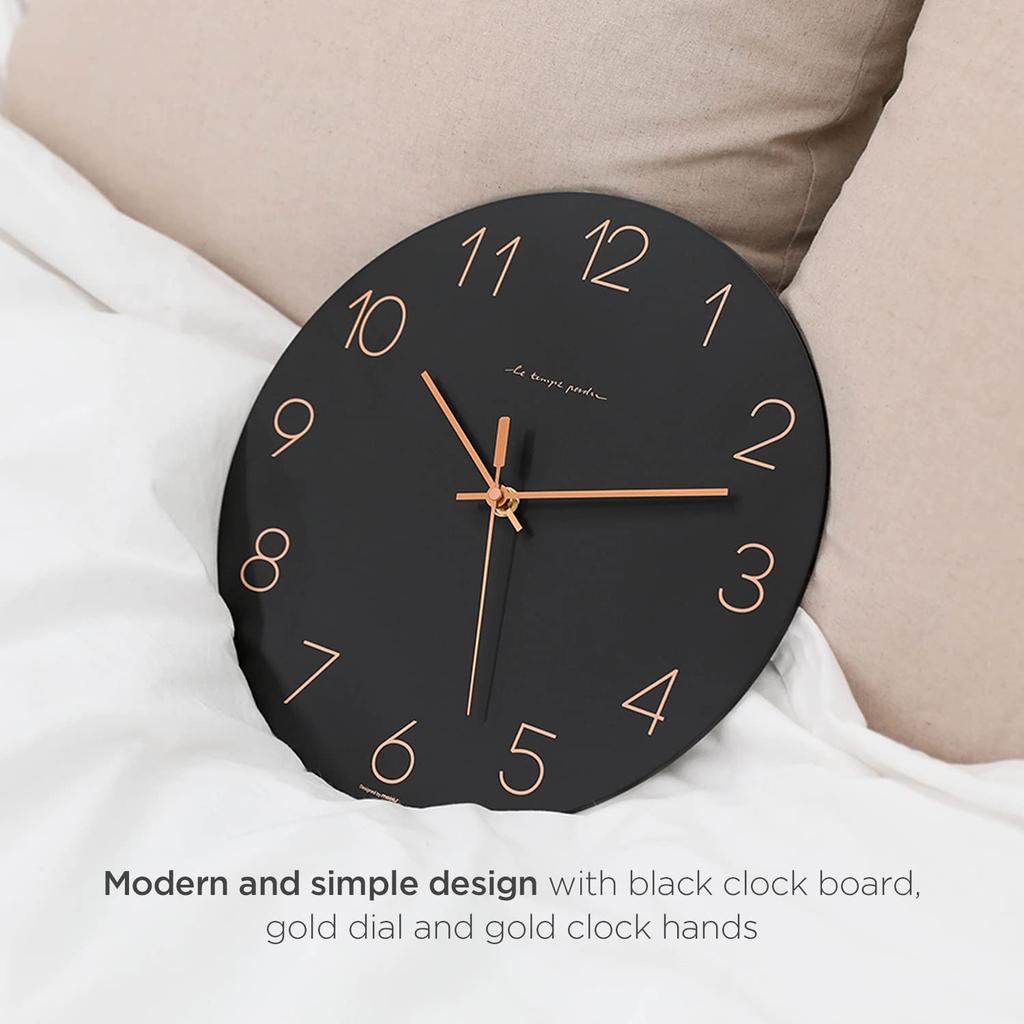 Mooas Ploché nástěnné hodiny Černé 30,5 cm
