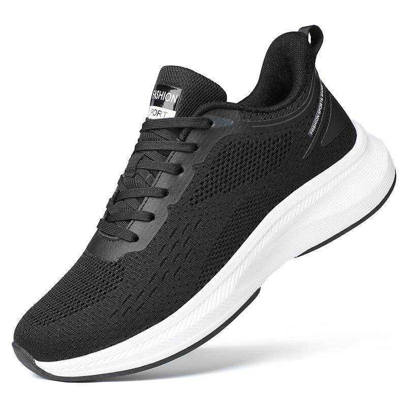 Flying woven sports shoes men's hollow breathable casual shoes versatile shock-absorbing running shoes men's mesh shoes