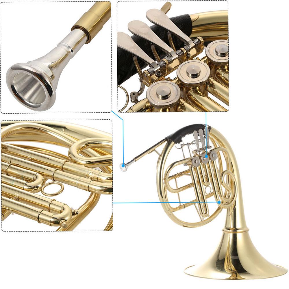 Bb Single French Horn 3 Key Brass Gold Lacquer Single-Row Split French Horn Wind Instrument with