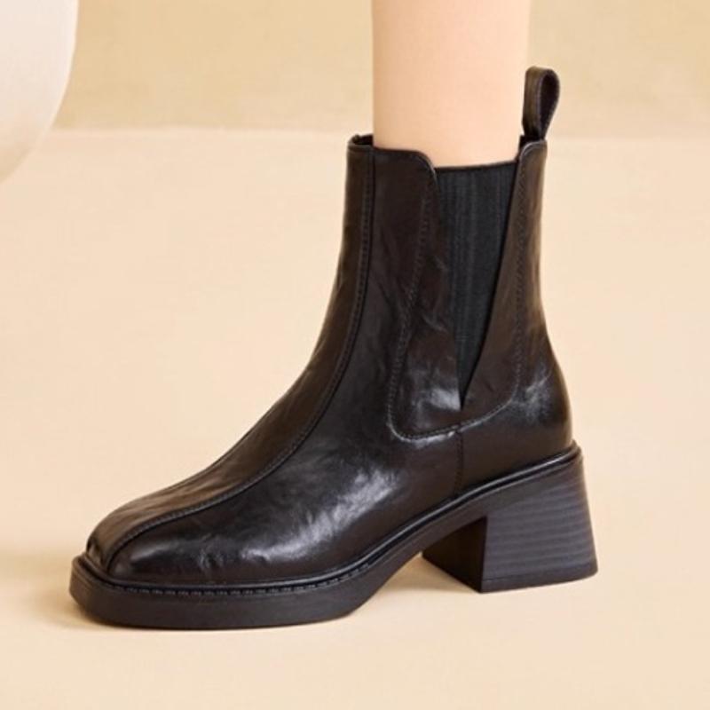 Women Ankle Boots Elegant High Heels Shoes Designer 2025 Winter New Party Boots Chunky Chelsea Dress Woman Pumps Mujer