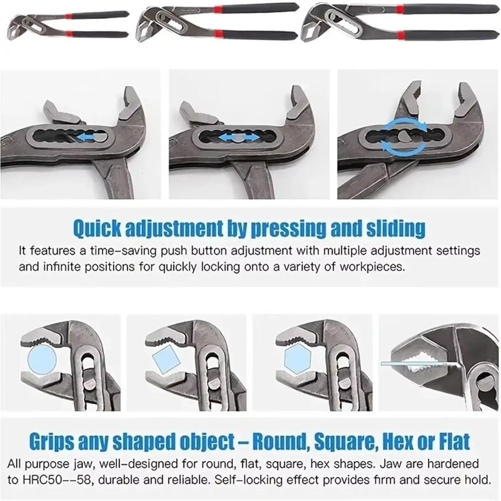 Multi Position Adjustable Pipe Pliers Serrated Jaws Groove Joint Pliers Home Repairs